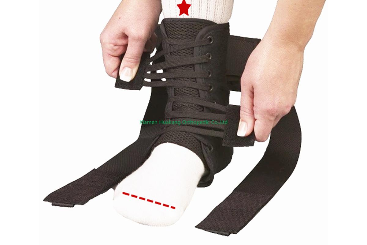 Laced-up ankle brace for sports